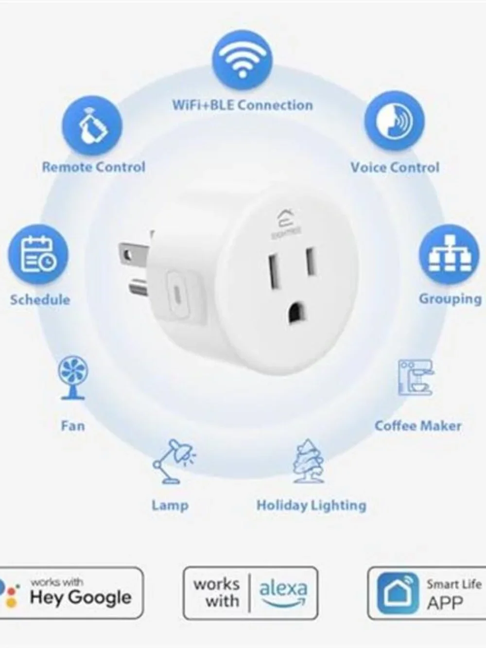 Smart Plug, Smart Home WiFi Outlet Compatible with Alexa & Google Home